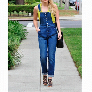 7 For All Mankind-Janette Tapered Medium Wash Overalls (Size:27)